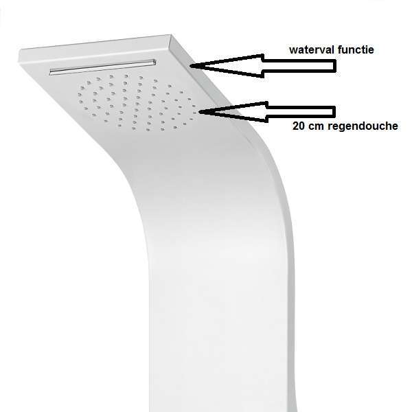 TrisLine Utah Douchepaneel Douchekolom Thermostatisch Geborsteld RVS Met Waterval En Hoofddouche En 3 Jets En Handdouche