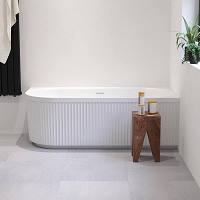 Alesso Angolo bad hoekbad / back-to-wall 170x80x58cm rechts glans wit met ribbel structuur